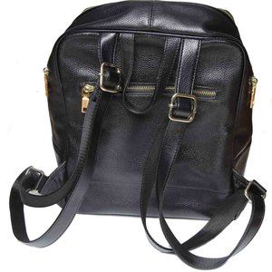 Coolcy Leather Backpack Black Women's